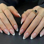 Press-On Nail Set French Tip Pre-Adhesive & Reusable