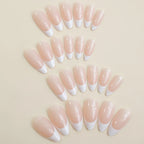 Press-On Nail Set French Tip Pre-Adhesive & Reusable