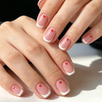 Press-On Nail Set French Tip Red Hearts 24-Piece