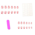 Press-On Nail Set French Tip Red Hearts 24-Piece
