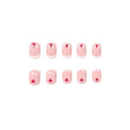 Press-On Nail Set French Tip Red Hearts 24-Piece