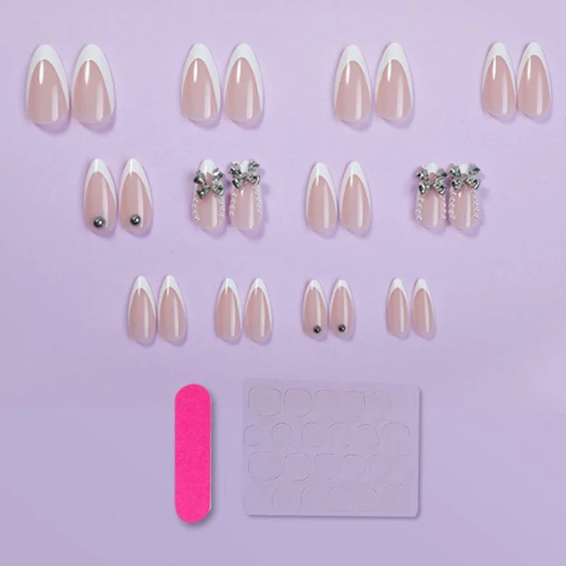 Press-On Nail Set French Tip With File & Guide
