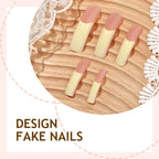 Press-On Nail Set French Tips Gray Glue Included