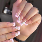 Press-On Nail Set French Tips & Hand-Drawn Floral 24-Piece