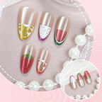 Press-On Nail Set Fruit Designs Durable Easy Application