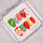 Press-On Nail Set Fruit Designs No Glue & Reusable