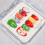 Press-On Nail Set Fruit Designs No Glue & Reusable