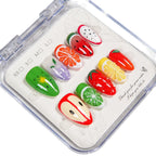 Press-On Nail Set Fruit Designs No Glue & Reusable