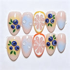 Press-On Nail Set Fruit-Inspired Easy Application & Long-Lasting Wear