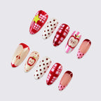 Press-On Nail Set Fruit & Polka Dot Easy Application