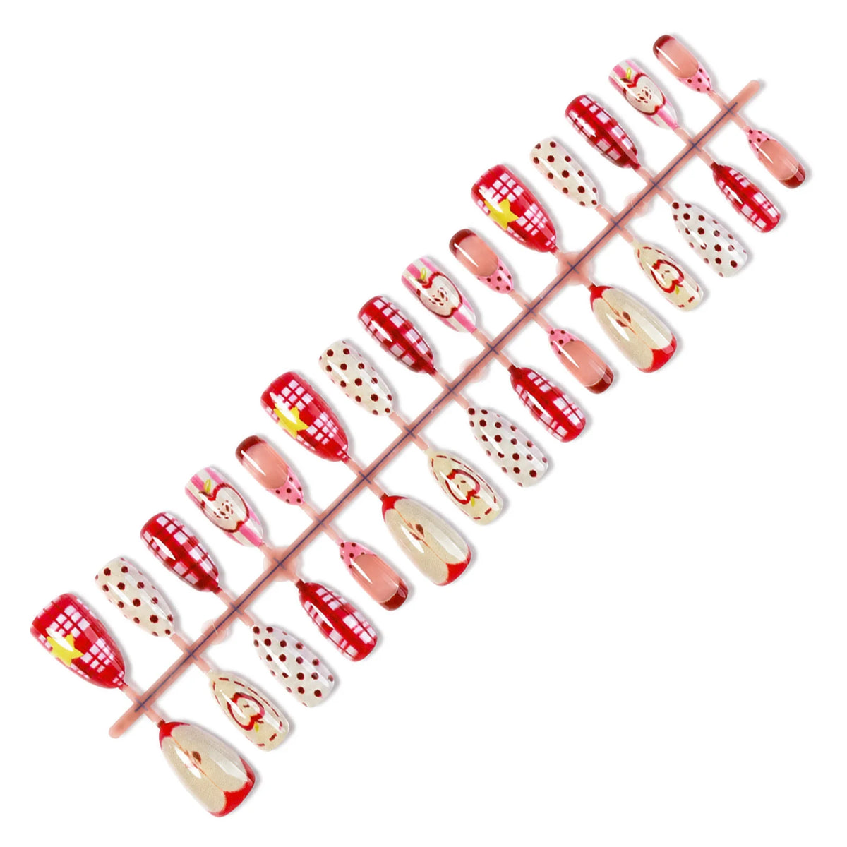 Press-On Nail Set Fruit & Polka Dot Easy Application