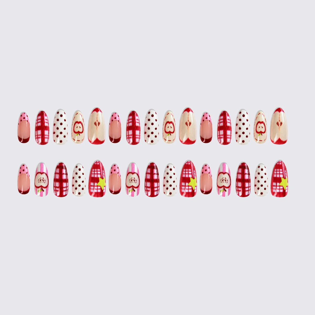 Press-On Nail Set Fruit & Polka Dot Easy Application