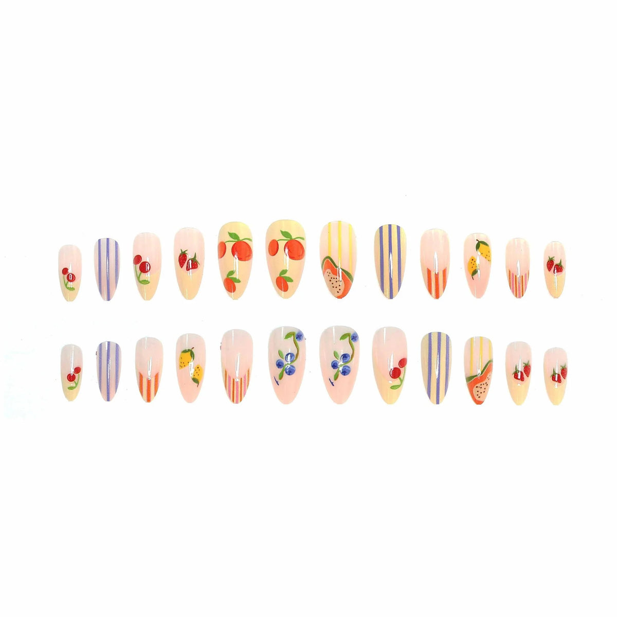 Press-On Nail Set Fruit-Themed Easy Application & Comfortable Fit