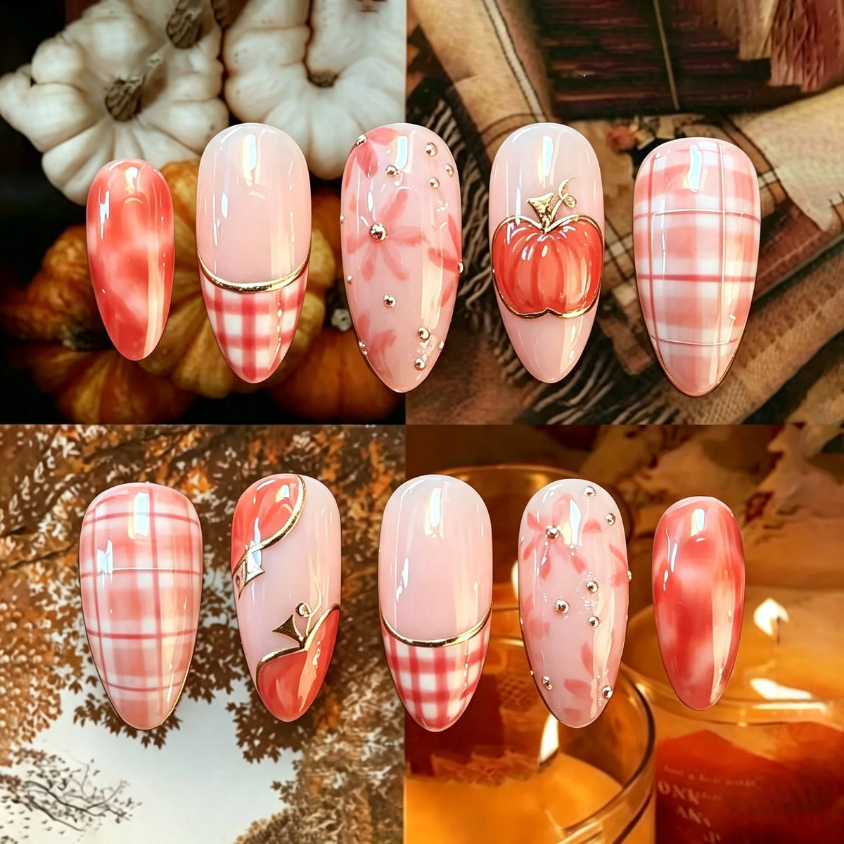 Press-On Nail Set Fruit-Themed Peel & Stick Long-Lasting