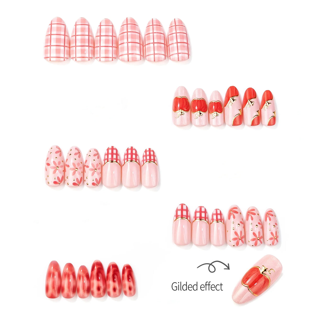 Press-On Nail Set Fruit-Themed Peel & Stick Long-Lasting