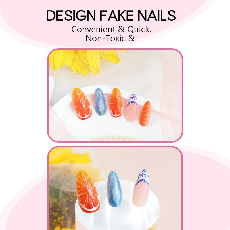 Press-On Nail Set Fruity Motifs Includes Tools