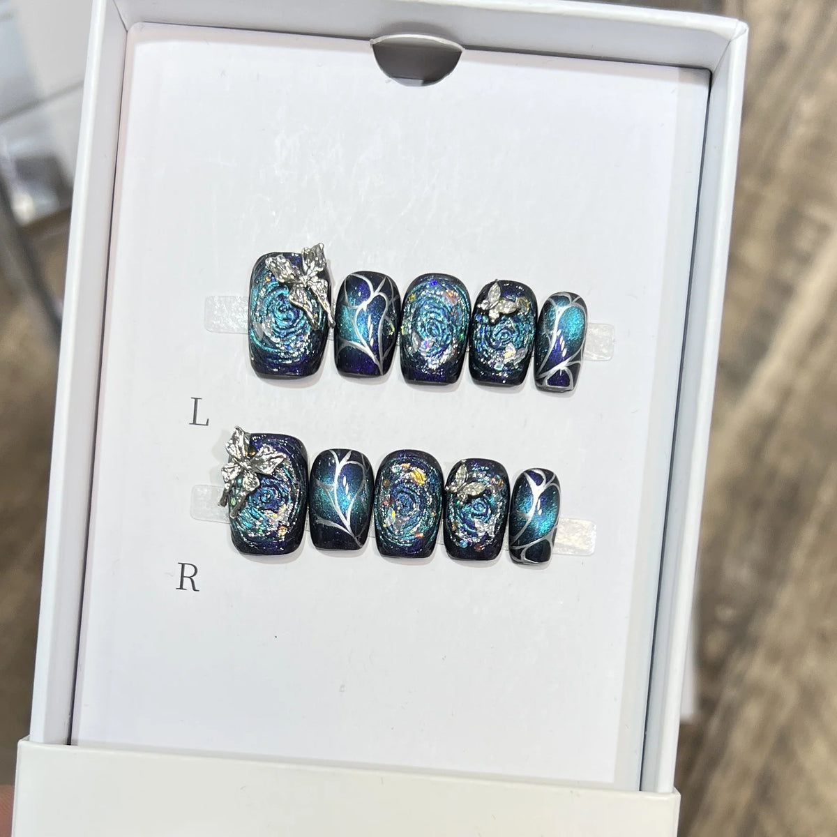 Press-On Nail Set Galaxy-Themed Square Multiple Sizes