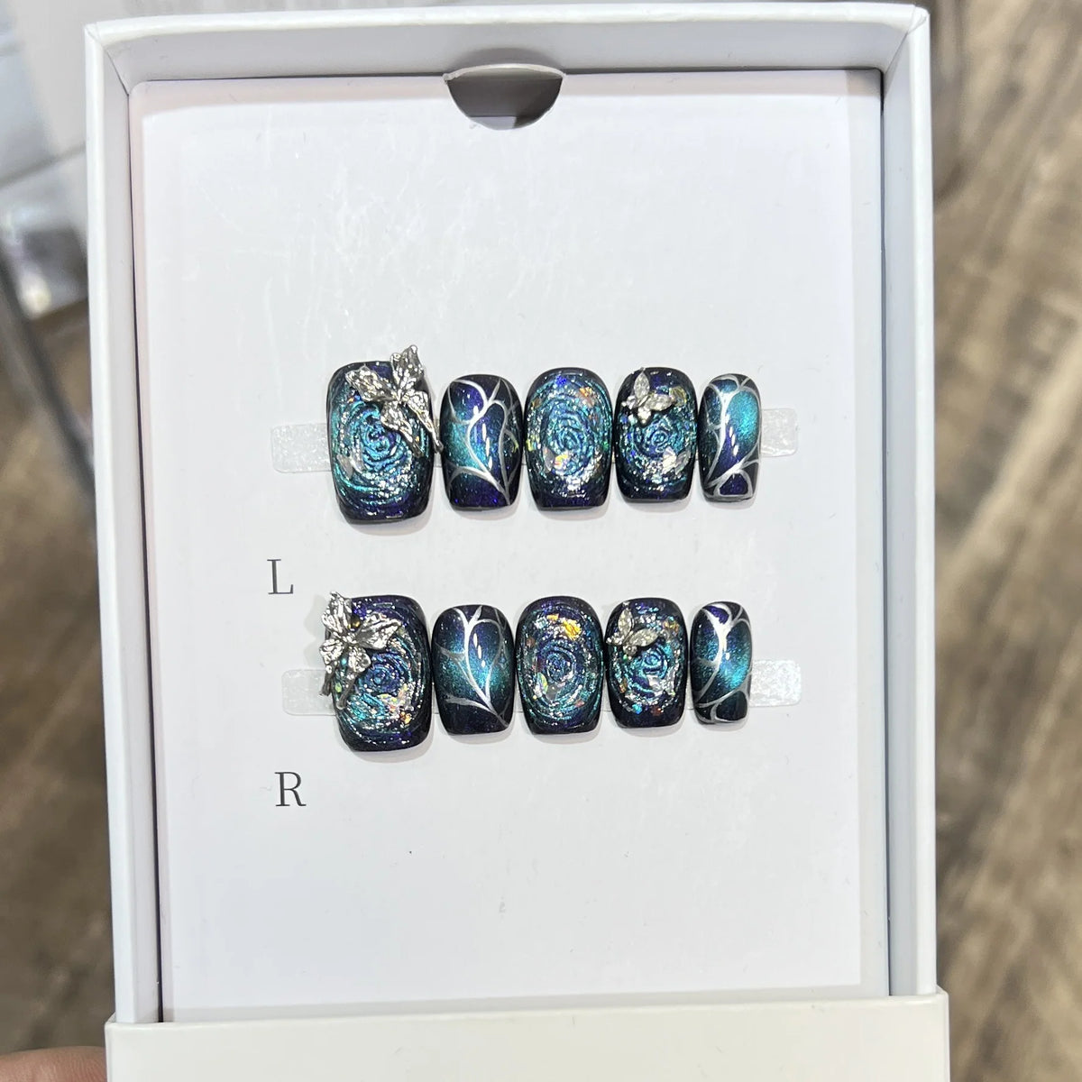 Press-On Nail Set Galaxy-Themed Square Multiple Sizes