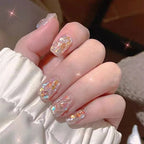 Press-On Nail Set Gel Gloss Glitter Glue-On