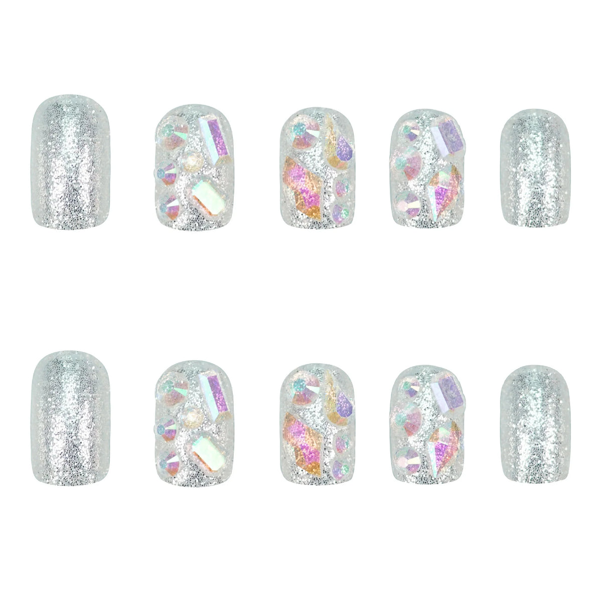 Press-On Nail Set Gel Gloss Glitter Glue-On