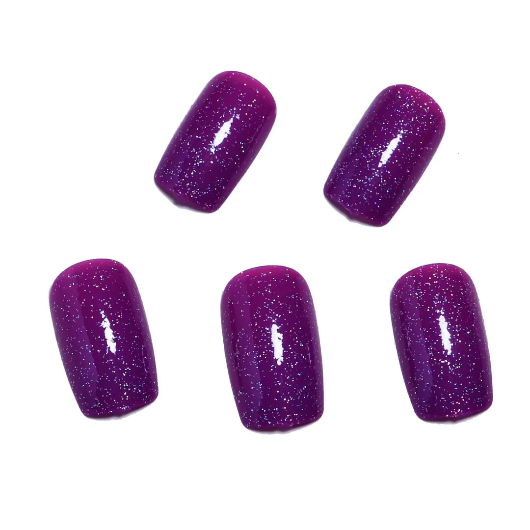 Press-On Nail Set Gel Glossy Glitter Set of 24