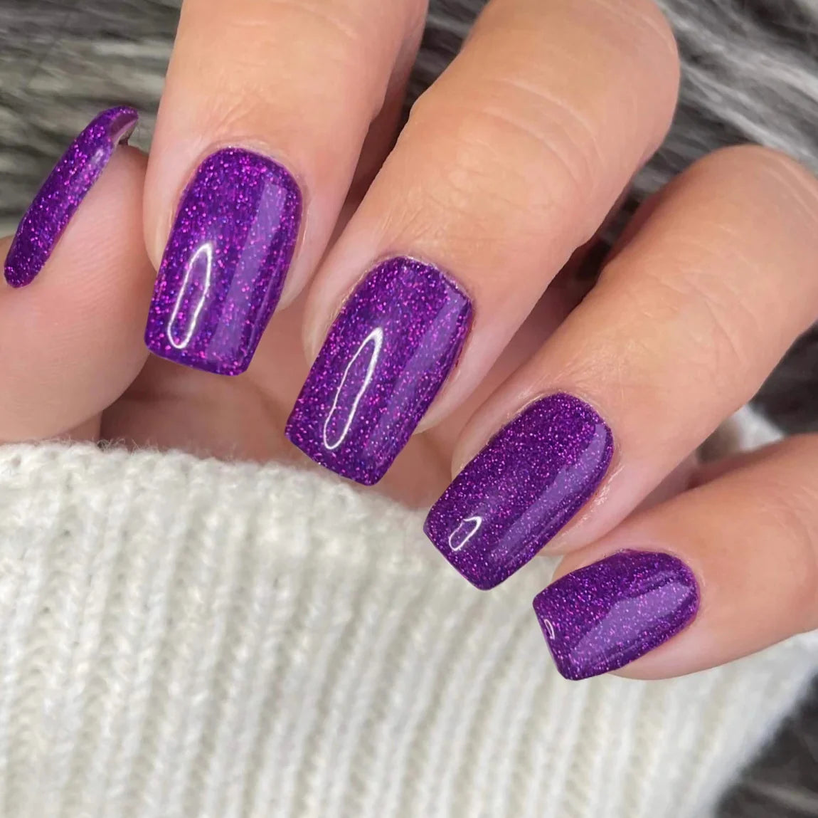 Press-On Nail Set Gel Glossy Glitter Set of 24