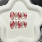 Press-On Nail Set Gel Marble Oval Peel-And-Stick