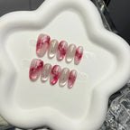 Press-On Nail Set Gel Marble Oval Peel-And-Stick