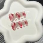 Press-On Nail Set Gel Marble Oval Peel-And-Stick