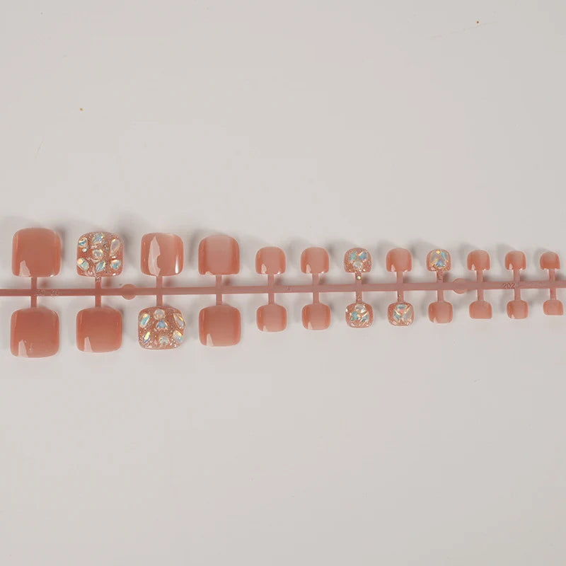 Press-On Nail Set Gem-Accented Multiple Sizes