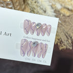 Press-On Nail Set Gem-Accented Oval Sizes S M L