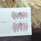 Press-On Nail Set Gem-Accented Oval Sizes S M L
