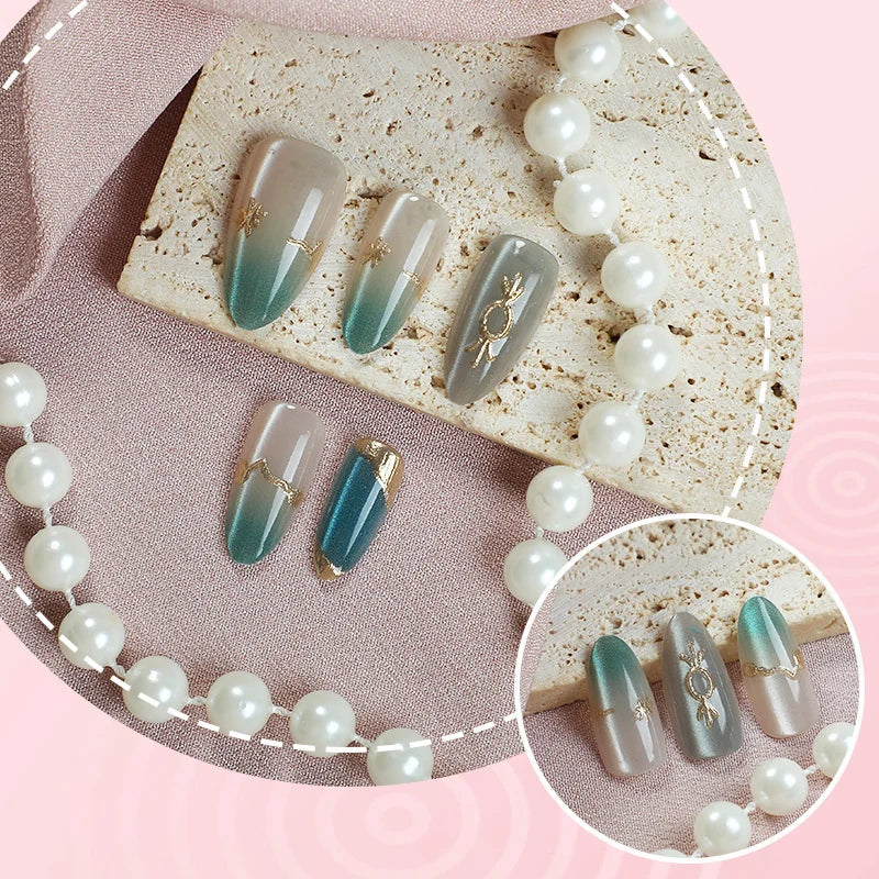 Press-On Nail Set Gem Accents Easy-Apply Adhesive