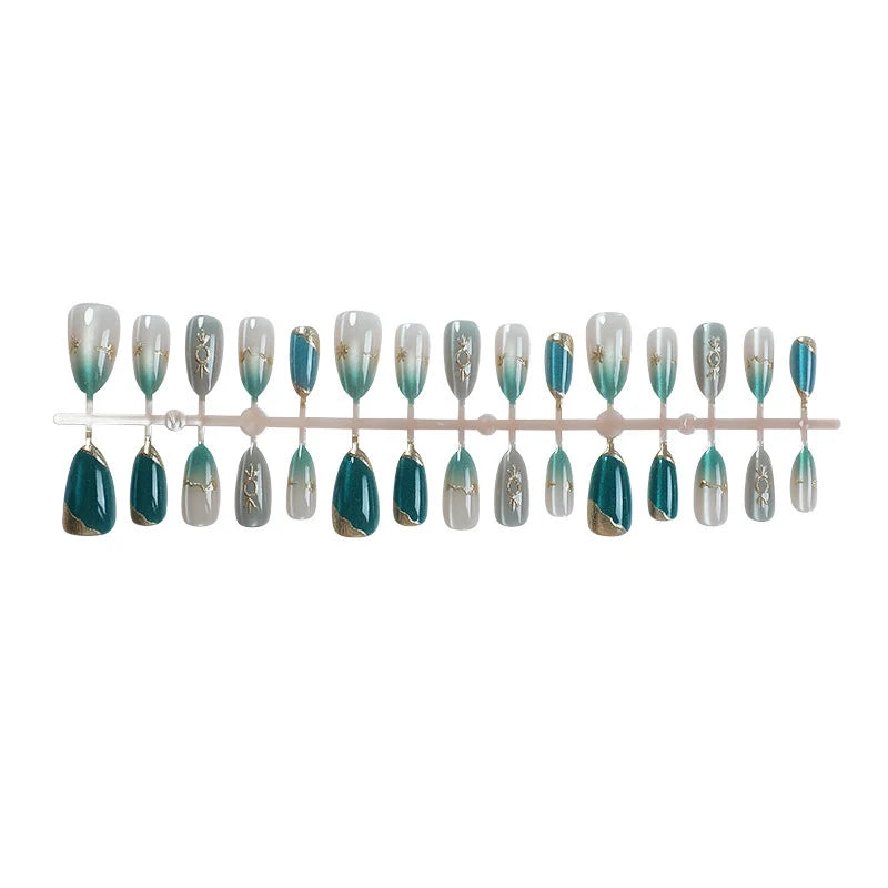 Press-On Nail Set Gem Accents Easy-Apply Adhesive
