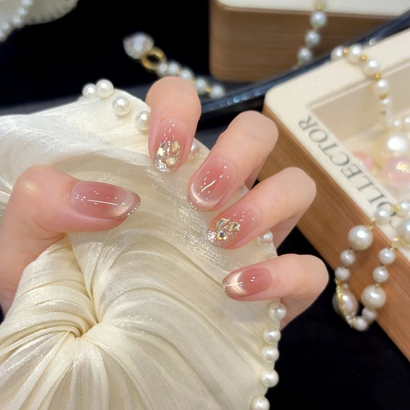 Press-On Nail Set Gem-Embellished Easy Application & Comfortable Fit