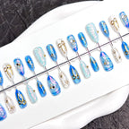 Press-On Nail Set Gem-Embellished Pre-Glued & Reusable
