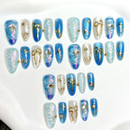 Press-On Nail Set Gem-Embellished Pre-Glued & Reusable