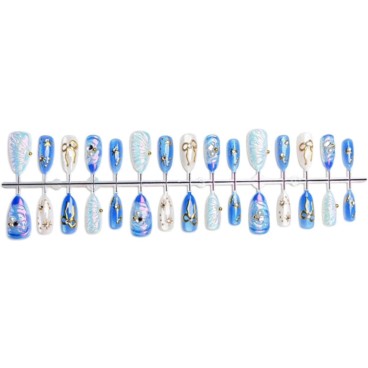 Press-On Nail Set Gem-Embellished Pre-Glued & Reusable