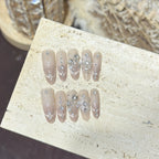 Press-On Nail Set Gem-Studded Oval Salon-Quality