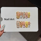 Press-On Nail Set Gem & Swirl Peel-And-Press Reusable