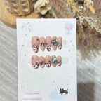 Press-On Nail Set Gems & Bows Peel-And-Stick Reusable