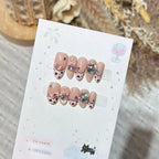 Press-On Nail Set Gems & Bows Peel-And-Stick Reusable