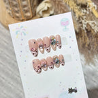 Press-On Nail Set Gems & Bows Peel-And-Stick Reusable