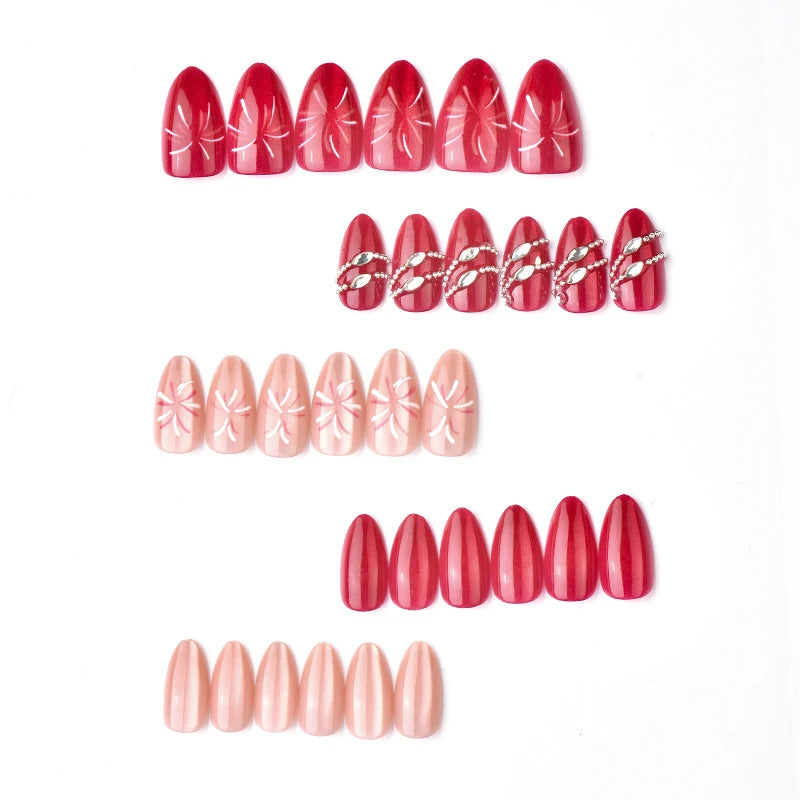 Press-On Nail Set Gemstone Accents Easy Application
