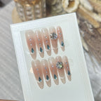 Press-On Nail Set Gemstone Accents Peel And Stick Multiple Sizes