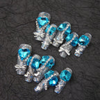 Press-On Nail Set Gemstone Embellished Adhesive Included