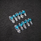 Press-On Nail Set Gemstone Embellished Adhesive Included