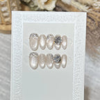 Press-On Nail Set Gemstone Embellished No Glue & Reusable
