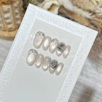 Press-On Nail Set Gemstone Embellished No Glue & Reusable