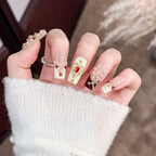 Press-On Nail Set Gemstone Embellished Strong Adhesive & Reusable